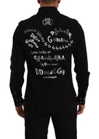 Dolce & Gabbana Black Slim Cotton Denim Stretch Shirt - Zeiniez