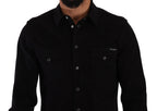 Dolce & Gabbana Black Slim Cotton Denim Stretch Shirt - Zeiniez