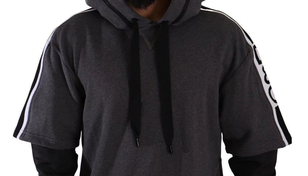 Dolce & Gabbana Gray Black Cotton Hooded #DGMILLENNIALS Sweater - Zeiniez