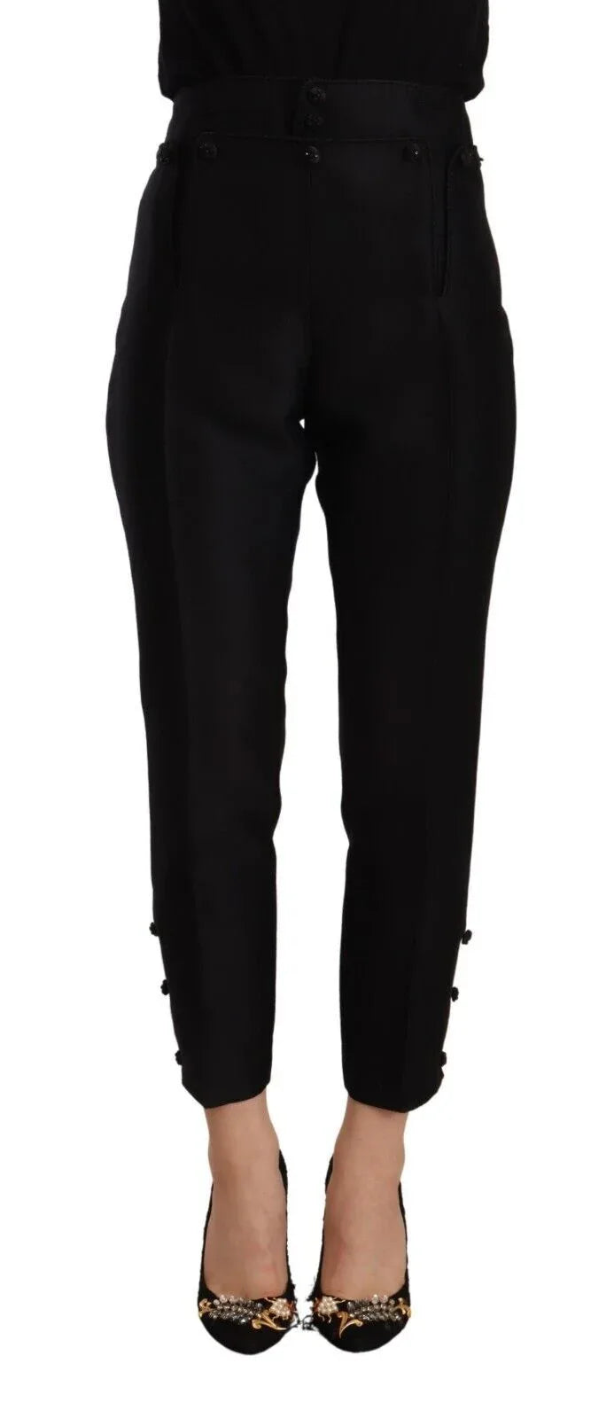 Dsquared² Black Wool High Waist Skinny Women Pants - Zeiniez