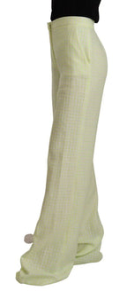 MSGM Yellow Green Cotton High Waist Straight Long Pants - Zeiniez