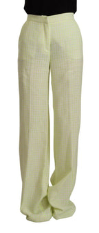 MSGM Yellow Green Cotton High Waist Straight Long Pants - Zeiniez