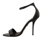 Dolce & Gabbana Black Ostrich Ankle Strap Heels Sandals Shoes - Zeiniez