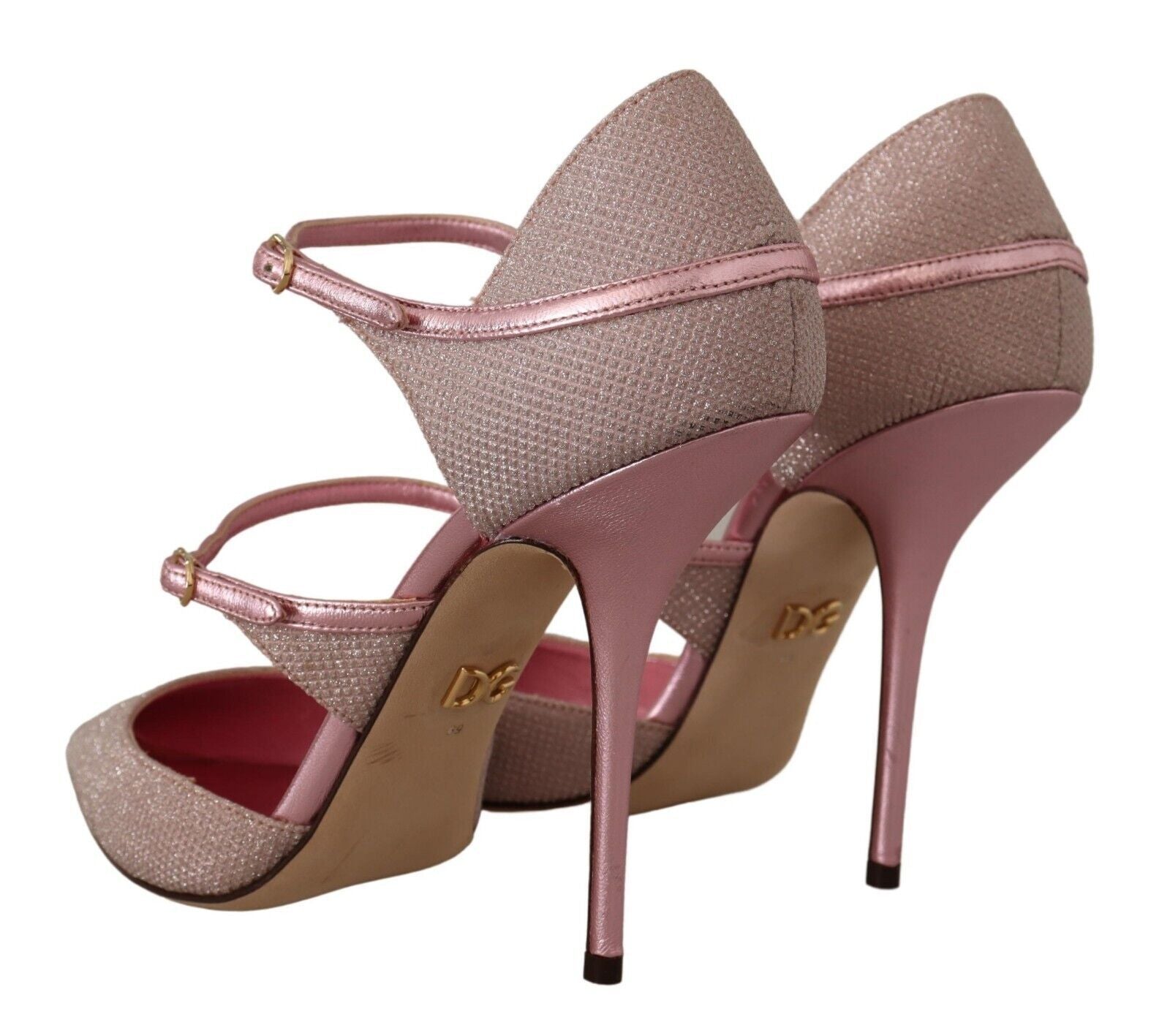 Dolce & Gabbana Pink Glittered Strappy Sandals Mary Jane Shoes - Zeiniez