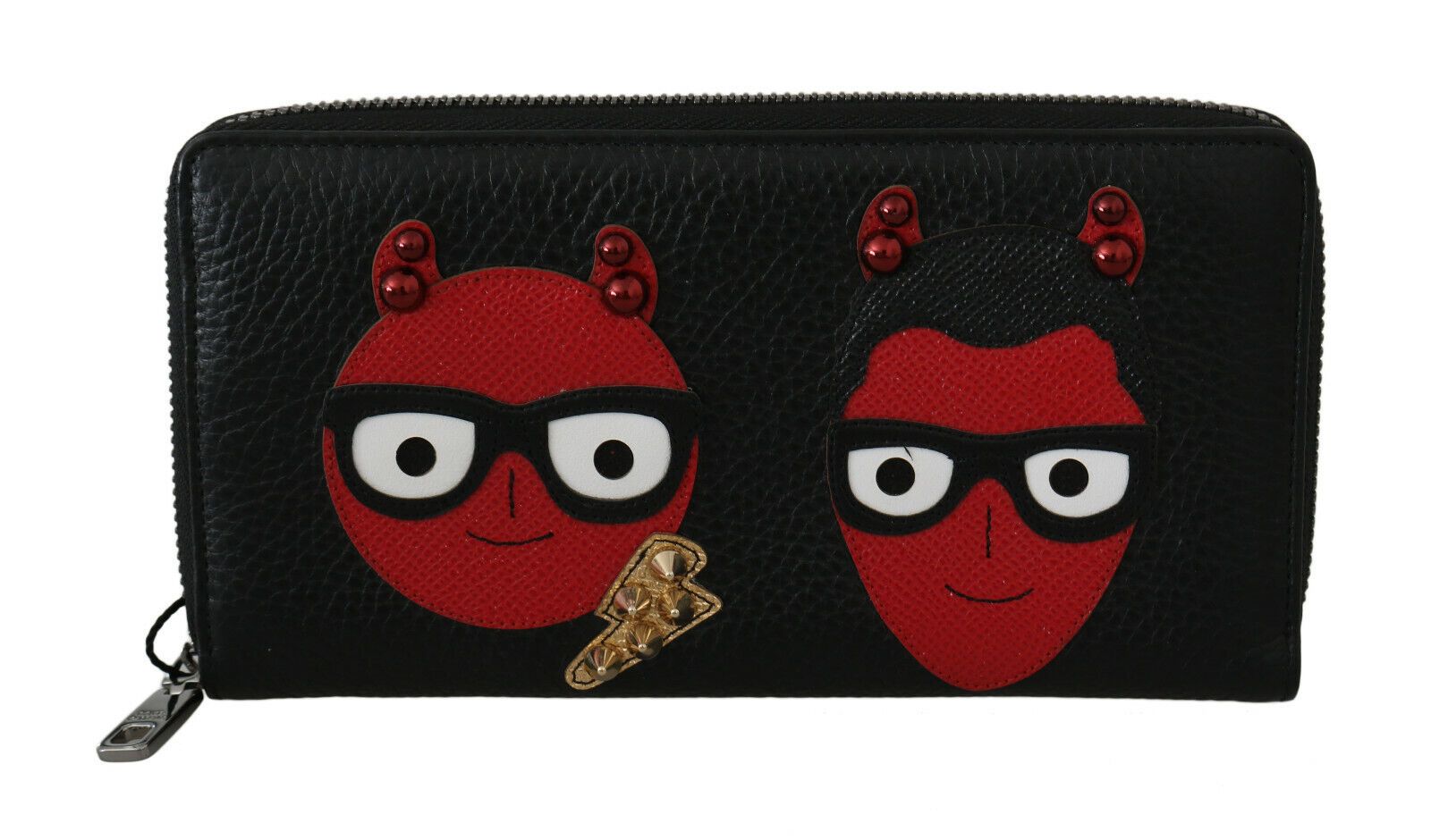 Dolce & Gabbana Black Red Leather #DGFAMILY Zipper Continental Wallet - Zeiniez