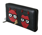 Dolce & Gabbana Black Red Leather #DGFAMILY Zipper Continental Wallet - Zeiniez