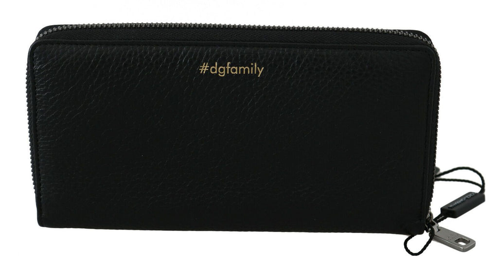 Dolce & Gabbana Black Red Leather #DGFAMILY Zipper Continental Wallet - Zeiniez