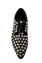 Dolce & Gabbana Black Leather Crystals Lace Up Formal Shoes - Zeiniez
