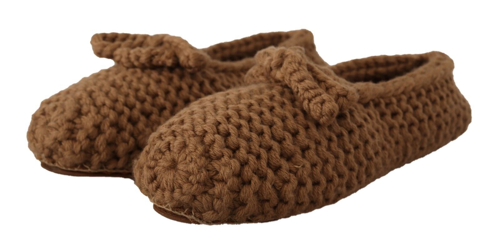 Dolce & Gabbana Brown Slip On Ballerina Flats Wool Knit Shoes - Zeiniez