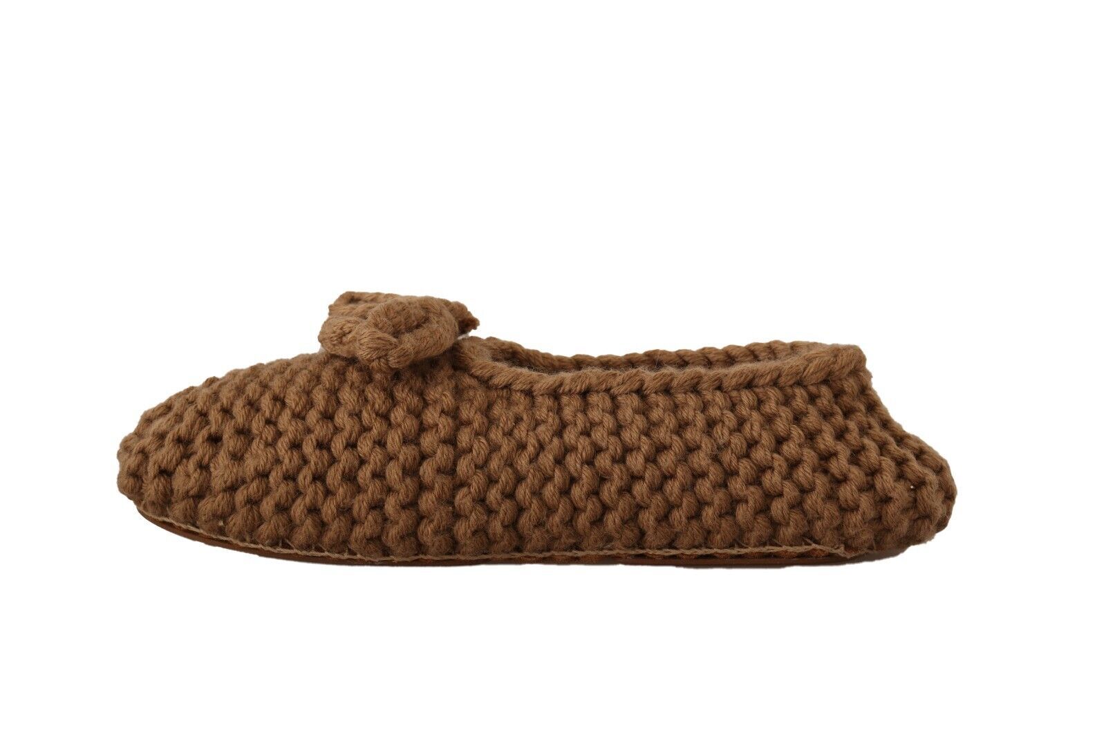 Dolce & Gabbana Brown Slip On Ballerina Flats Wool Knit Shoes - Zeiniez
