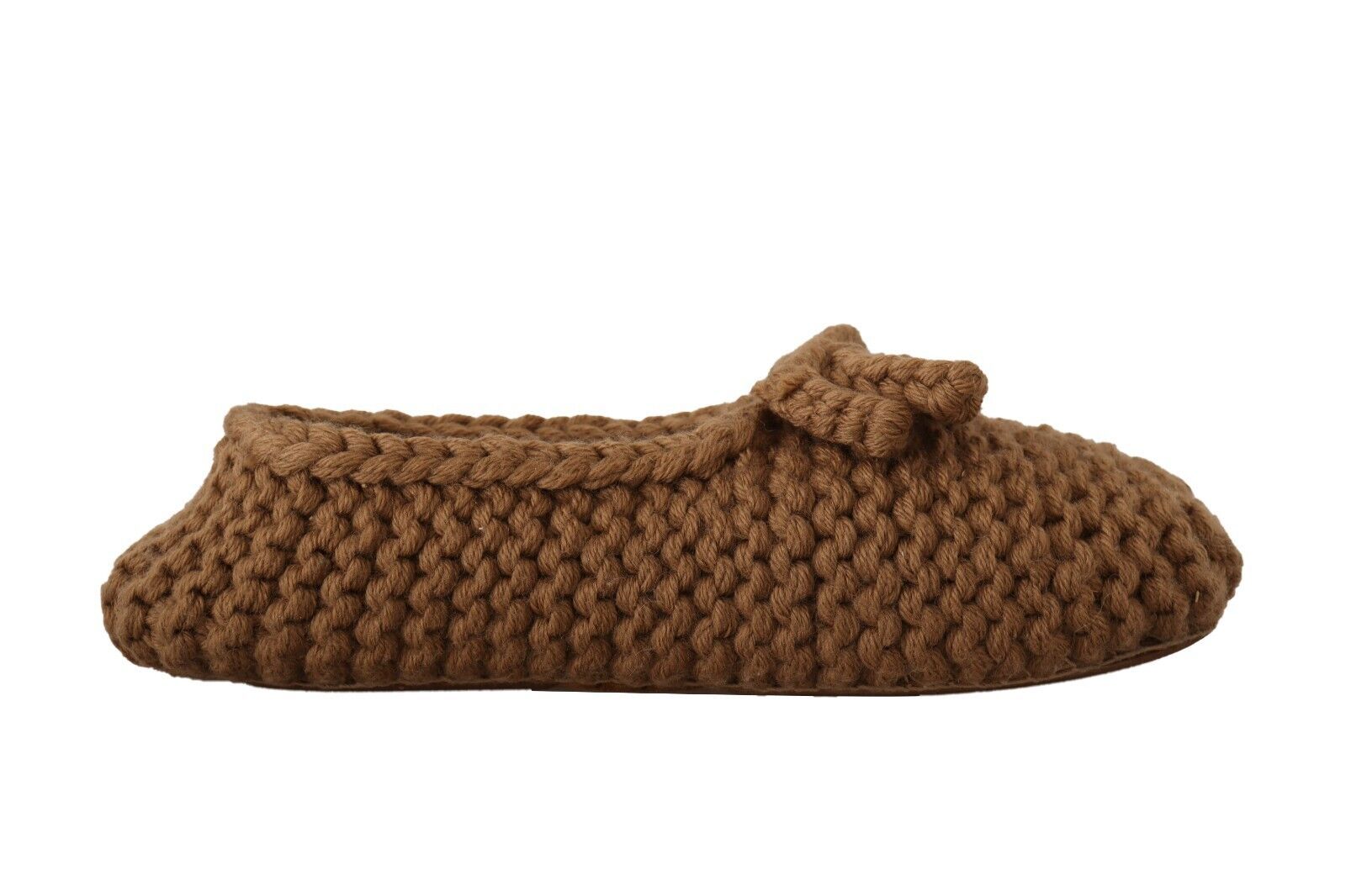 Dolce & Gabbana Brown Slip On Ballerina Flats Wool Knit Shoes - Zeiniez