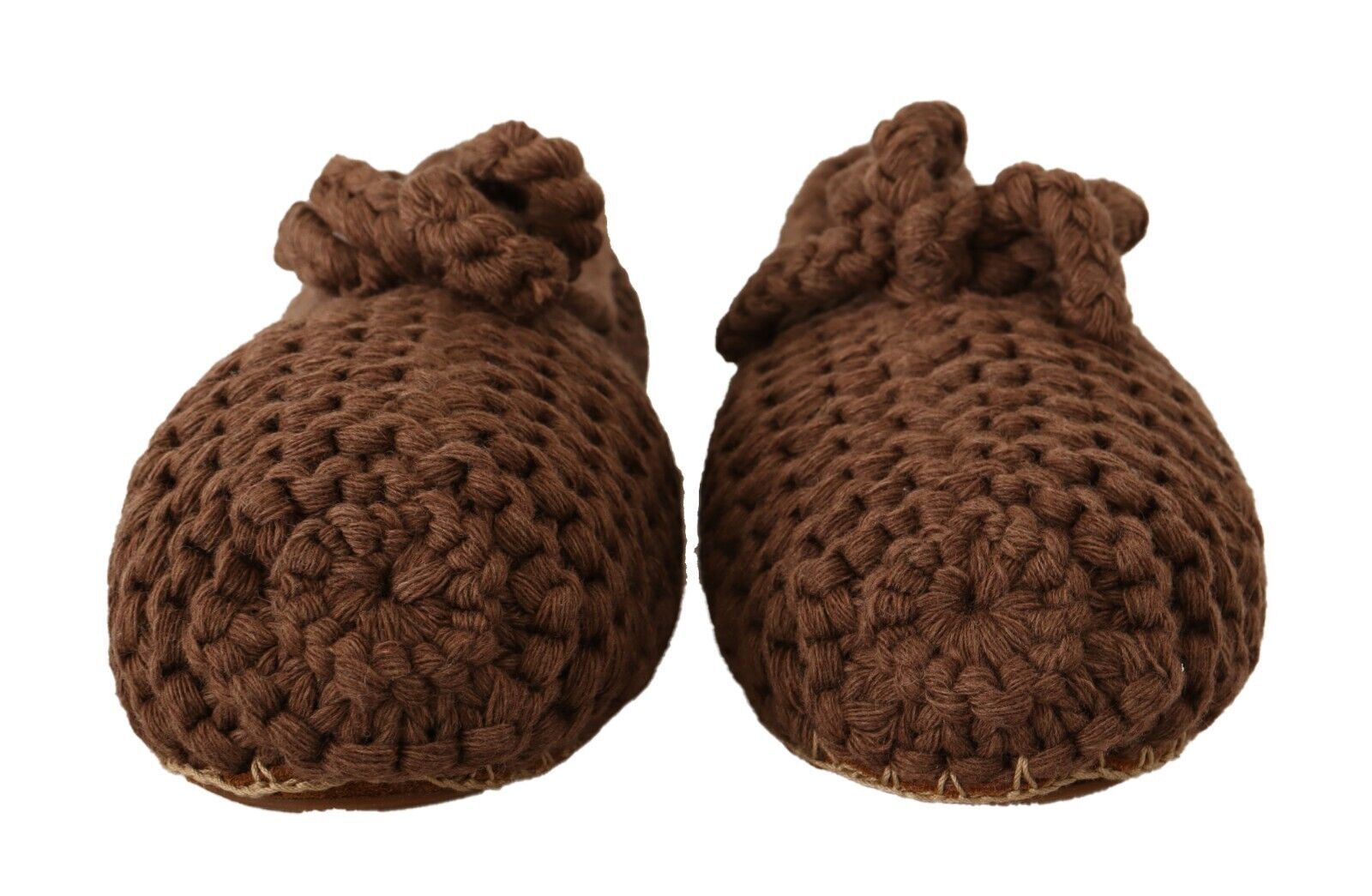 Dolce & Gabbana Brown Slip On Ballerina Flats Wool Knit Shoes - Zeiniez