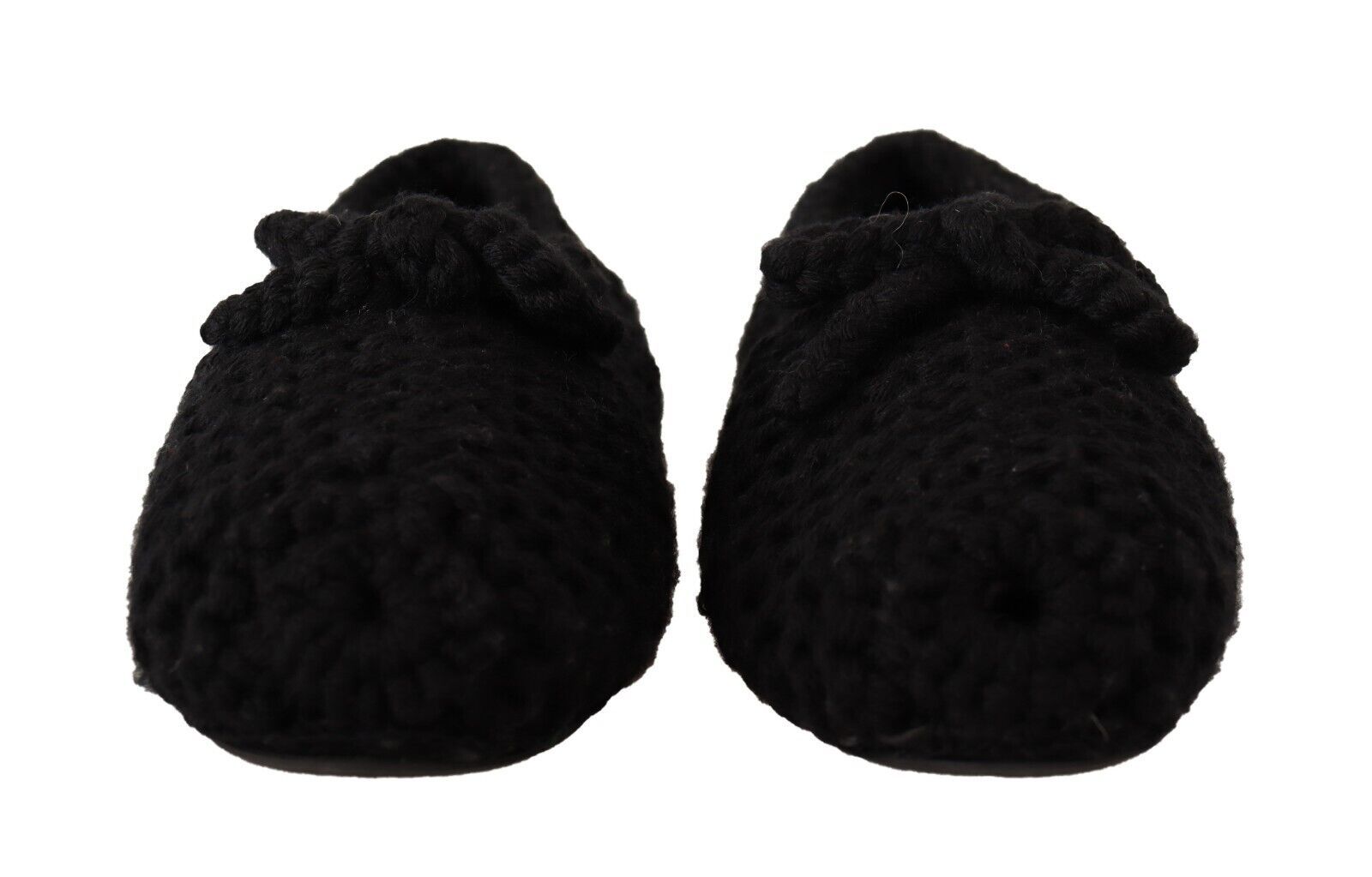 Dolce & Gabbana Black Slip On Ballerina Flats Wool Knit Shoes - Zeiniez