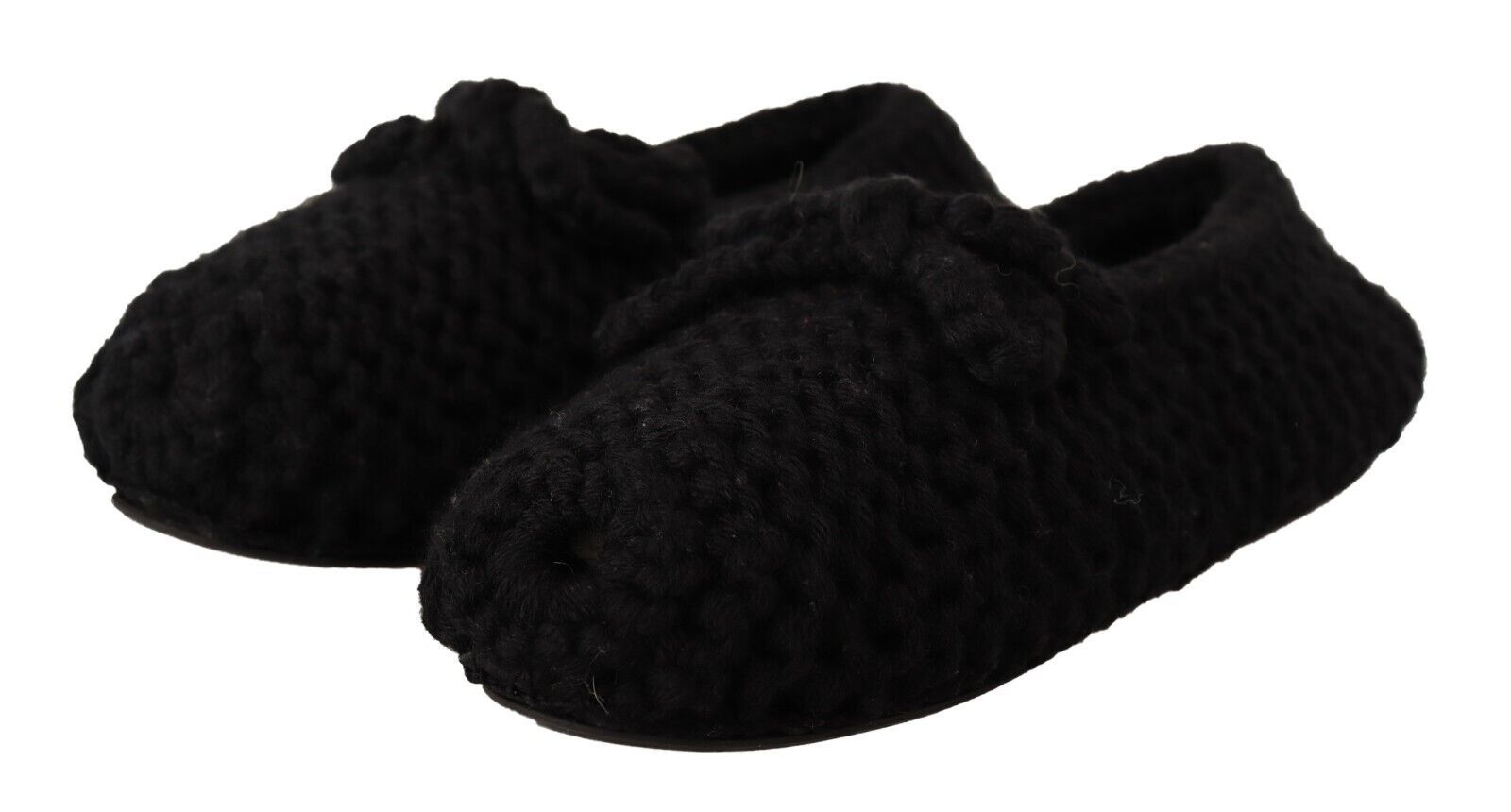 Dolce & Gabbana Black Slip On Ballerina Flats Wool Knit Shoes - Zeiniez
