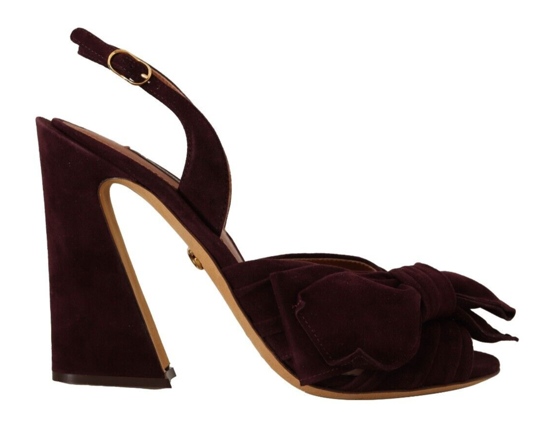 Dolce & Gabbana Dark Purple Suede Ankle Strap Sandals Shoes - Zeiniez
