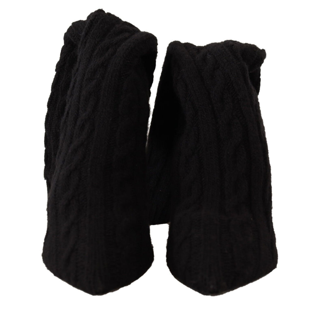Dolce & Gabbana Black Stretch Socks Knee High Booties Shoes - Zeiniez