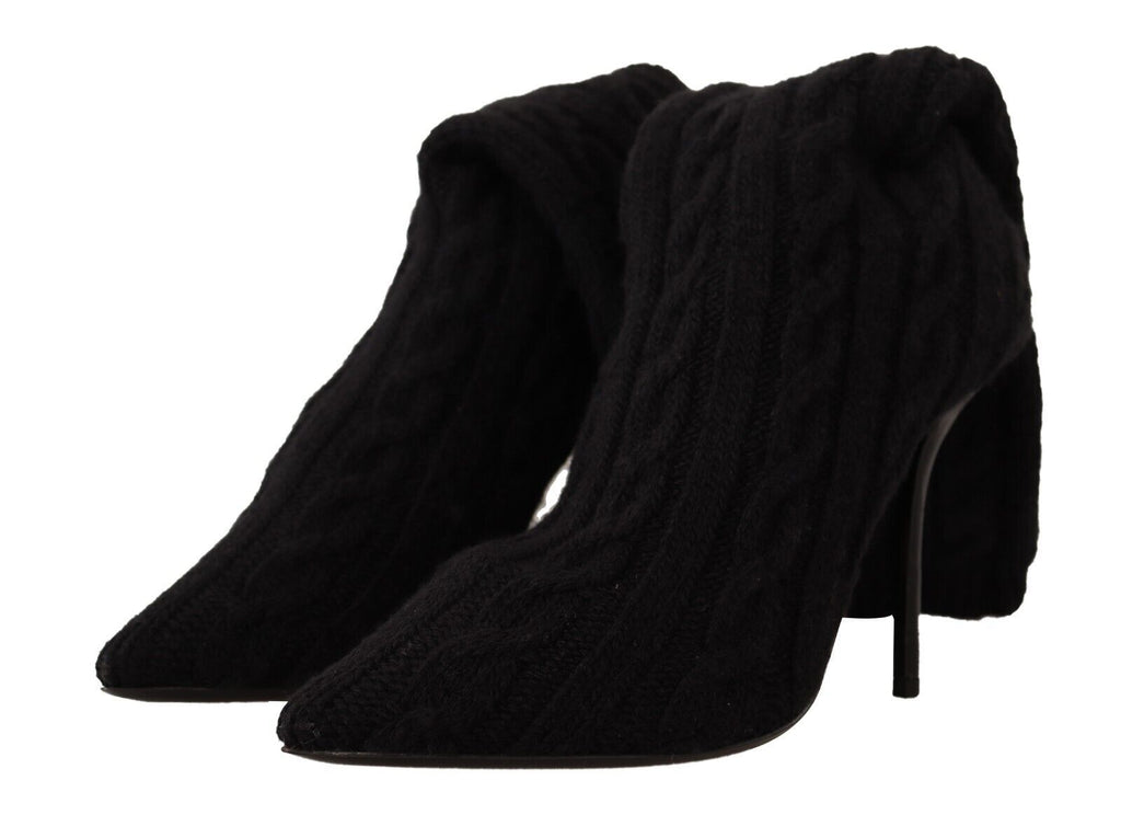 Dolce & Gabbana Black Stretch Socks Knee High Booties Shoes - Zeiniez