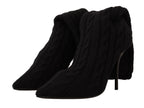 Dolce & Gabbana Black Stretch Socks Knee High Booties Shoes - Zeiniez