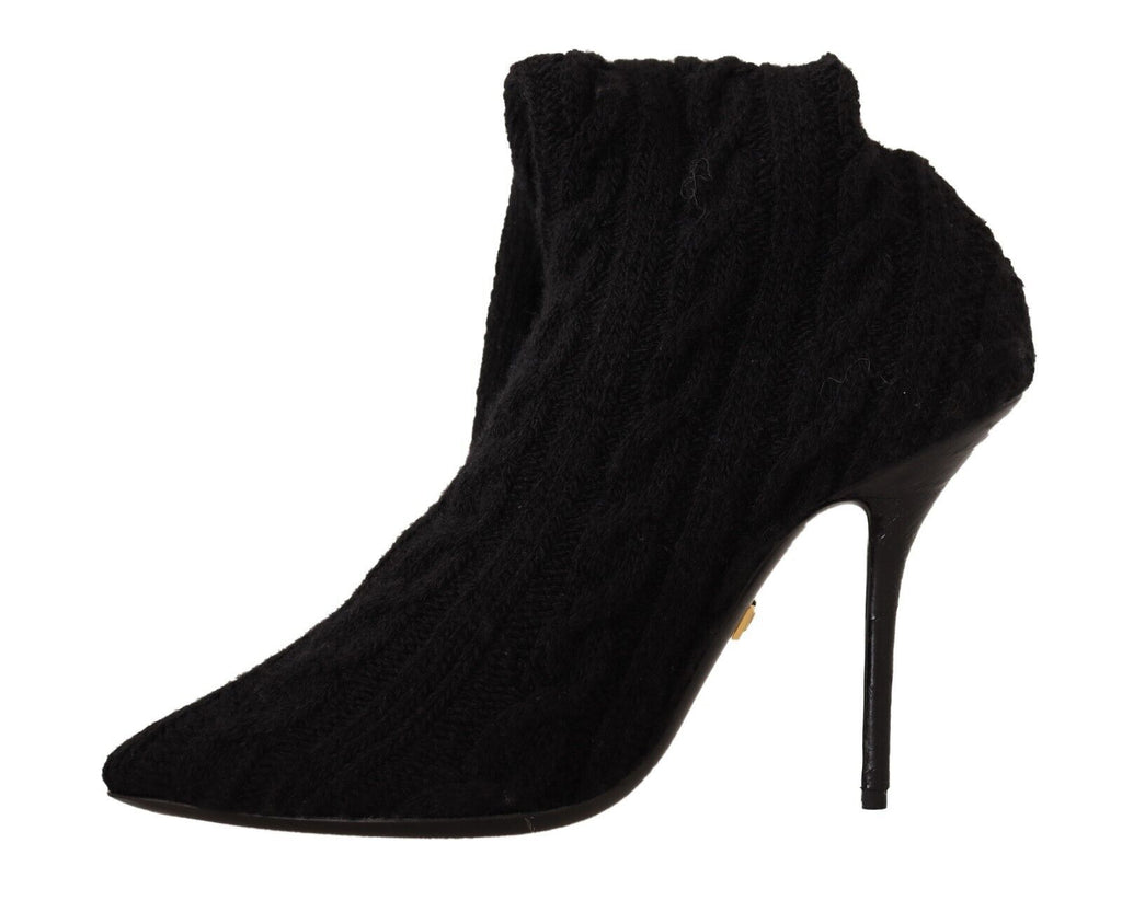 Dolce & Gabbana Black Stretch Socks Knee High Booties Shoes - Zeiniez