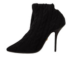 Dolce & Gabbana Black Stretch Socks Knee High Booties Shoes - Zeiniez