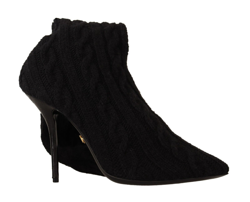 Dolce & Gabbana Black Stretch Socks Knee High Booties Shoes - Zeiniez