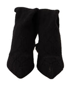 Dolce & Gabbana Black Stretch Socks Knee High Booties Shoes - Zeiniez