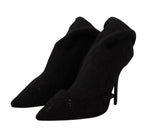 Dolce & Gabbana Black Stretch Socks Knee High Booties Shoes - Zeiniez