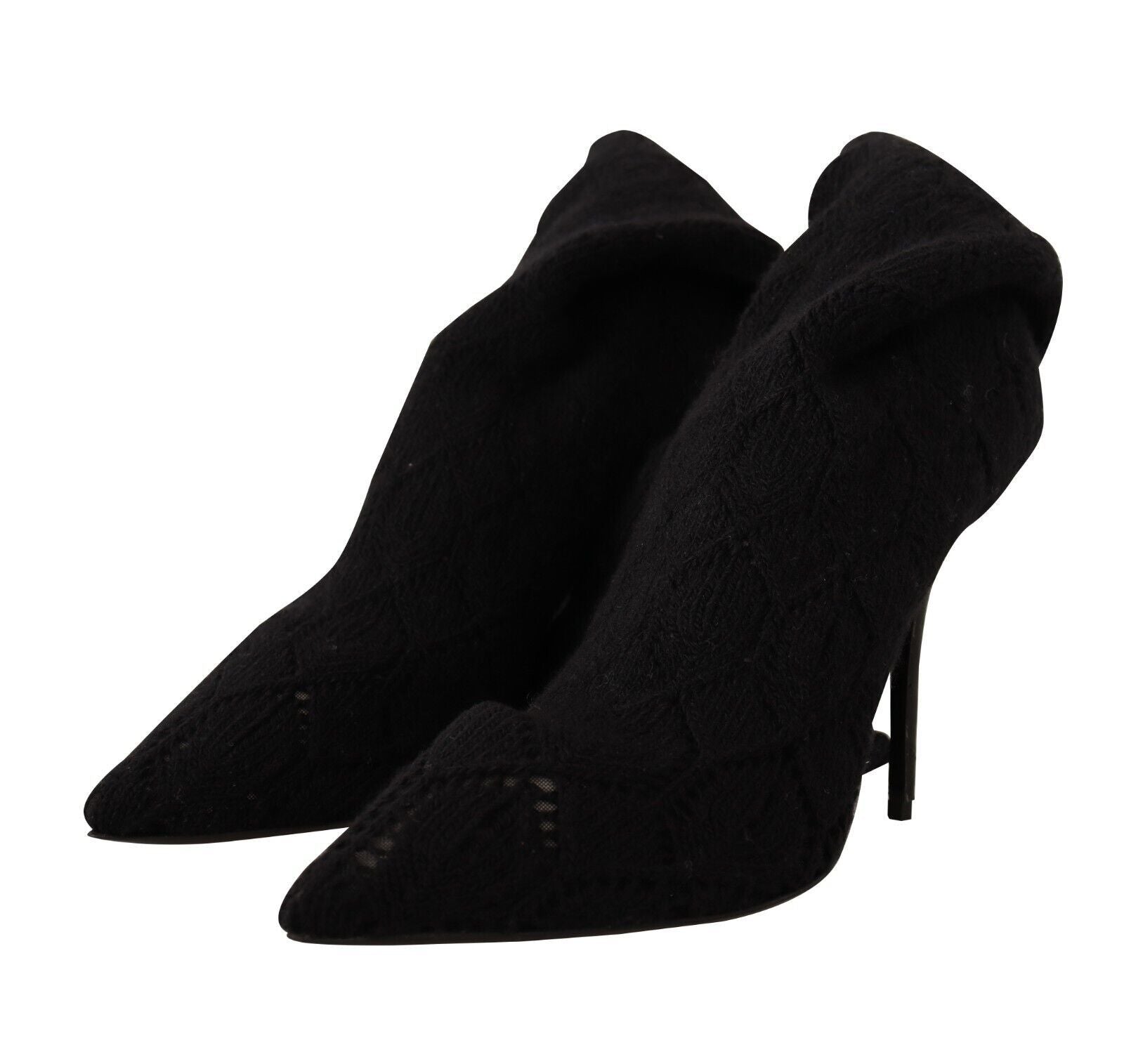 Dolce & Gabbana Black Stretch Socks Knee High Booties Shoes - Zeiniez