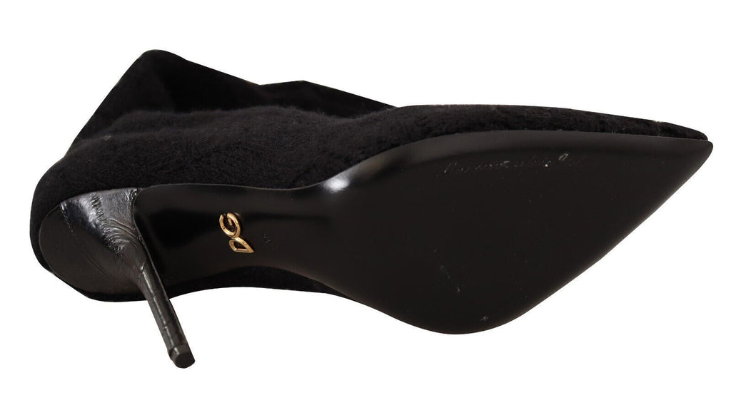 Dolce & Gabbana Black Stretch Socks Knee High Booties Shoes - Zeiniez