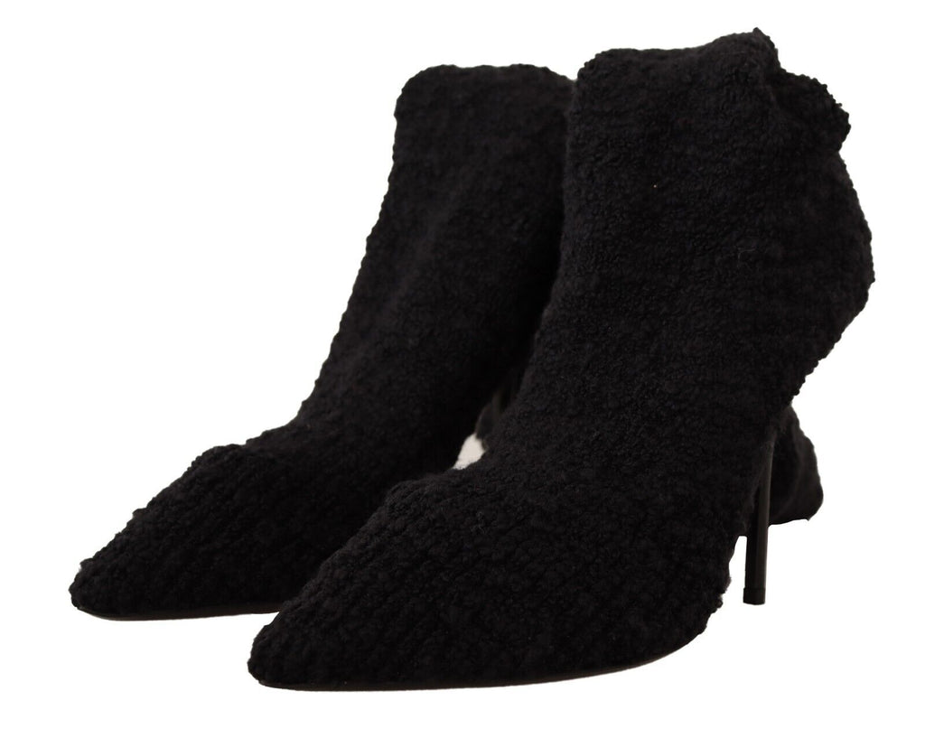 Dolce & Gabbana Black Stretch Socks Knee High Booties Shoes - Zeiniez