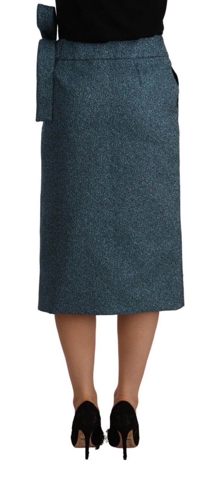 Koonhor Blue High Waist Pencil Straight Wrap Style Skirt - Zeiniez