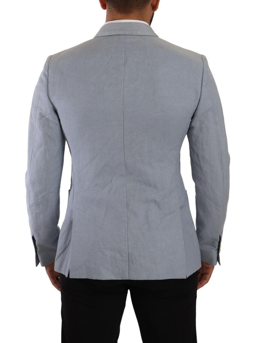 Dolce & Gabbana Blue Cotton Linen Slim Fit Jacket Coat Blazer - Zeiniez