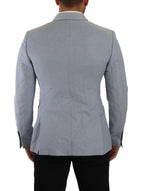 Dolce & Gabbana Blue Cotton Linen Slim Fit Jacket Coat Blazer - Zeiniez