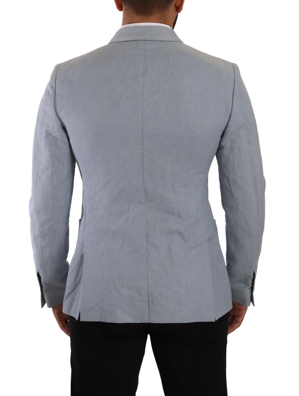 Dolce & Gabbana Blue Cotton Linen Slim Fit Jacket Coat Blazer - Zeiniez