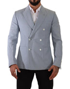 Dolce & Gabbana Blue Cotton Linen Slim Fit Jacket Coat Blazer - Zeiniez