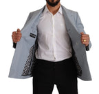 Dolce & Gabbana Blue Cotton Linen Slim Fit Jacket Coat Blazer - Zeiniez