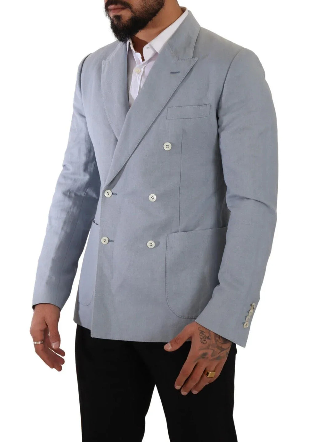 Dolce & Gabbana Blue Cotton Linen Slim Fit Jacket Coat Blazer - Zeiniez
