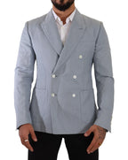 Dolce & Gabbana Blue Cotton Linen Slim Fit Jacket Coat Blazer - Zeiniez
