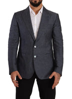 Dolce & Gabbana Blue Linen Cotton Jacket TAORMINA Blazer - Zeiniez