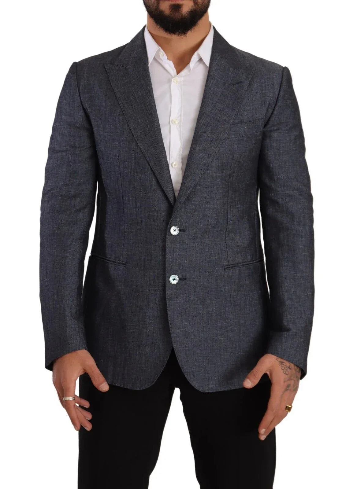 Dolce & Gabbana Blue Linen Cotton Jacket TAORMINA Blazer - Zeiniez