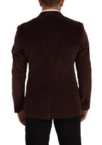 Dolce & Gabbana Brown Corduroy Slim Fit Coat DG Logo Blazer - Zeiniez