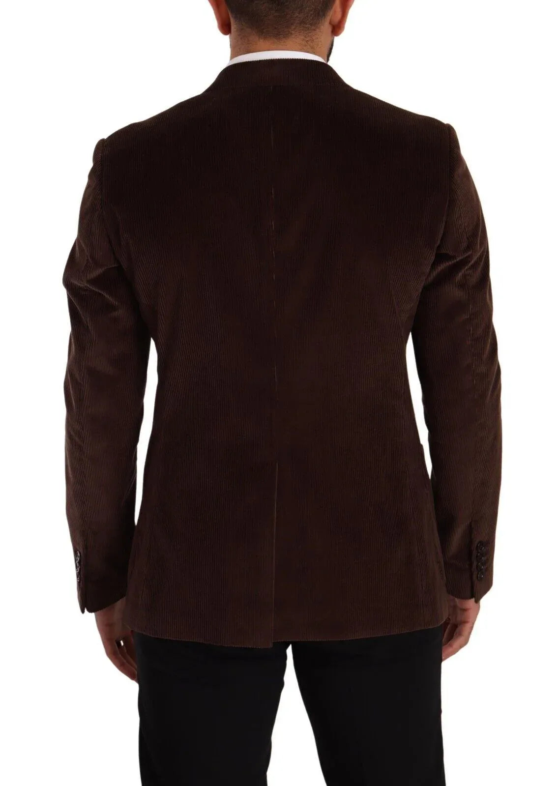 Dolce & Gabbana Brown Corduroy Slim Fit Coat DG Logo Blazer - Zeiniez