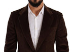 Dolce & Gabbana Brown Corduroy Slim Fit Coat DG Logo Blazer - Zeiniez