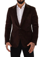 Dolce & Gabbana Brown Corduroy Slim Fit Coat DG Logo Blazer - Zeiniez