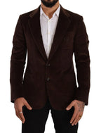 Dolce & Gabbana Brown Corduroy Slim Fit Coat DG Logo Blazer - Zeiniez
