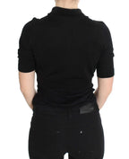 Dolce & Gabbana Black Silk Floral Embroidered Polo Top - Zeiniez