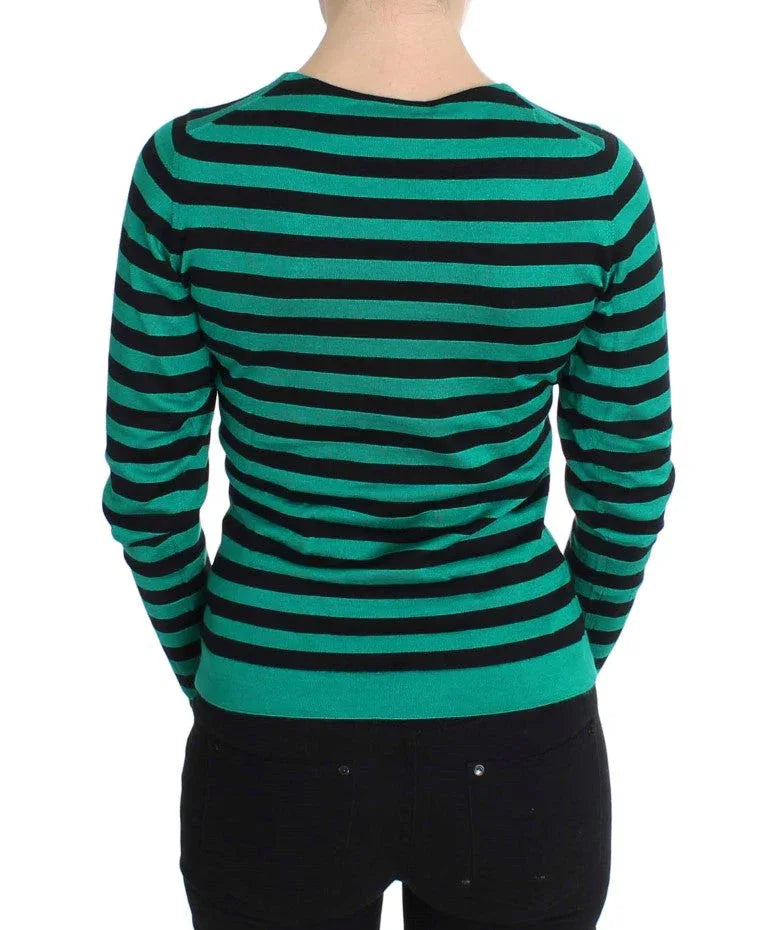 Dolce & Gabbana Green Black Silk Cashmere Sweater - Zeiniez