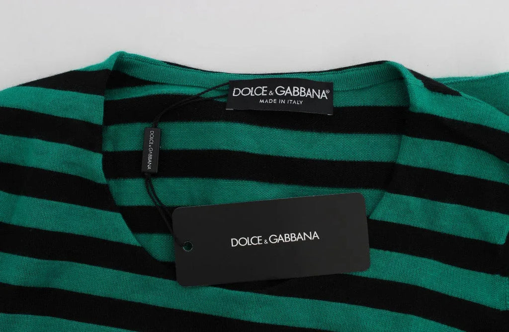 Dolce & Gabbana Green Black Silk Cashmere Sweater - Zeiniez