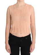 PINK MEMORIES Pink Cotton Blend Knitted Sleeveless Sweater - Zeiniez
