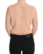 PINK MEMORIES Pink Cotton Blend Knitted Sleeveless Sweater - Zeiniez